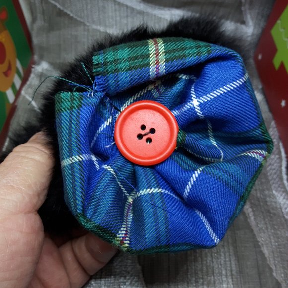 Tartan Teddy Bear Christmas Ornament - Genuine Fur - New Zealand Possum - Picture 7 of 8